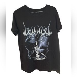 Cropp Black Tshirt With Lightning  Skeleton Size Medium